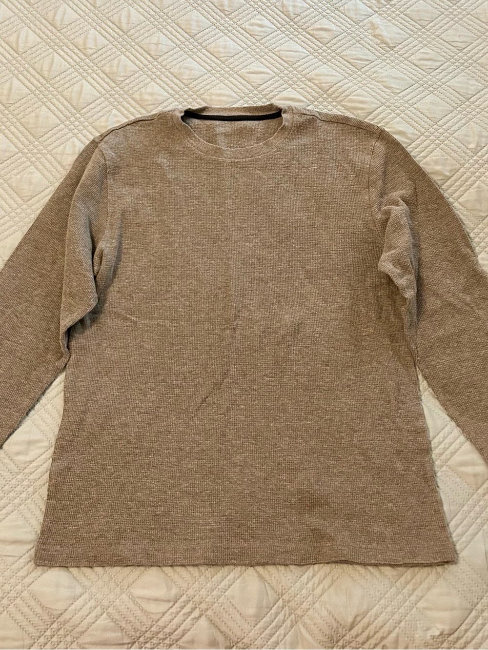 Men's Gray Crewneck Thermal Henley, See Measurements for Size